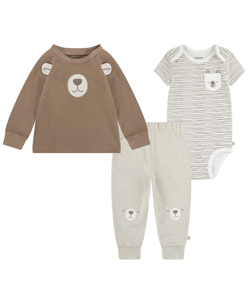 Huggies Baby Boys Crew Tee, Bodysuit and Pants, 3-Piece Set