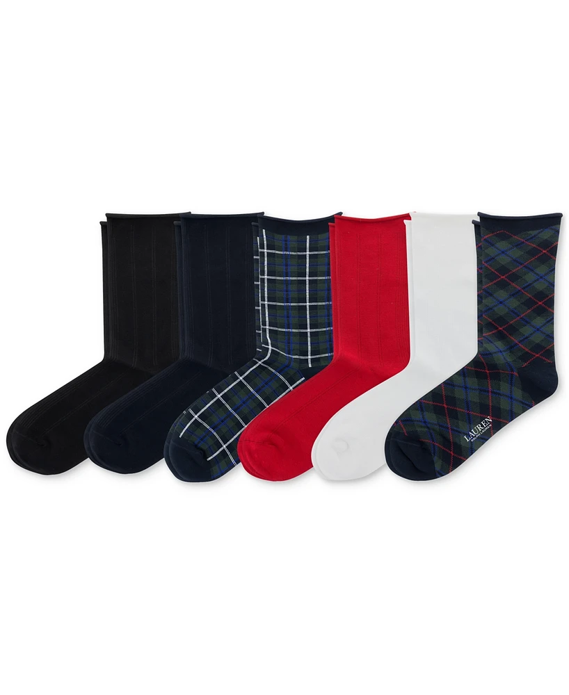 Lauren Ralph Lauren Women's 6-Pk. Plaid Roll-Top Slack Socks