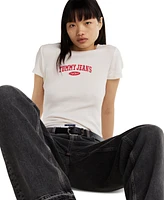 Tommy Jeans Women's Slim Varsity Ribbed Cotton T-Shirt