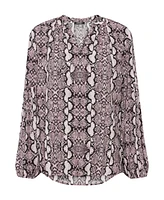 Olsen Women's Long Sleeve Snake Print Blouse