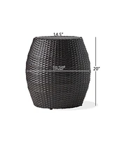 Simplie Fun Outdoor Wicker 14.00" Patio Side Table