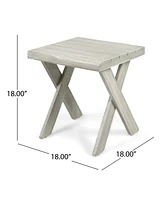 Streamdale Furniture Rustic Acacia Wood Outdoor Side Table With Sandblast Finish And Cross Base