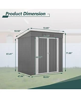 6'x4' Outdoor Metal Storage Shed for Garden Tools Lockable Door