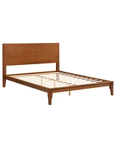 Mid-Century Modern Queen Size 12 Inch Bamboo Wood Platform Bed with Wood Slat Support, No Box Spring Needed, Easy Tool-Free Assembly