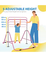 Folding Gymnastics Bar for Kids with Shock Absorption, Adjustable Gymnastics Horizontal Bar, Gymnastics Kip Bar for Home Use, Pink