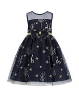 Blueberi Boulevard Toddler and Little Girls Fit-and-Flare Winter Deer Glitter Tulle Dress