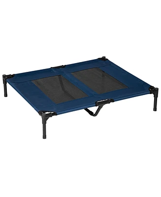 Streamdale Furniture 36" x 30" Elevated Cooling Summer Dog Cot Pet Bed With Mesh Ventilation - Blue