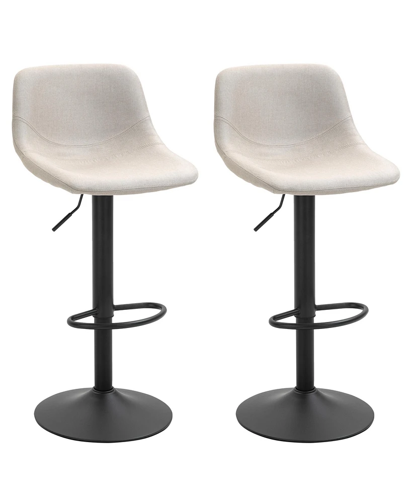 Streamdale Furniture Adjustable Bar Stools, Swivel Bar Height Chairs Barstools Padded with Back for Kitchen, Counter, and Home Bar, Set of 2, Cream Wh