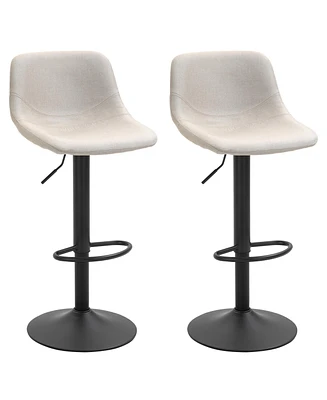 Simplie Fun Adjustable Bar Stools, Swivel Bar Height Chairs Barstools Padded with Back for Kitchen, Counter, and Home Bar, Set of 2, Cream White