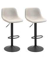 Streamdale Furniture Adjustable Bar Stools, Swivel Bar Height Chairs Barstools Padded with Back for Kitchen, Counter, and Home Bar, Set of 2, Cream Wh