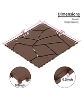 Simplie Fun Stone Style 12" Patio Deck Tiles, Diy Module Interlocking Decking Tiles Floor Tile, Easy and Quick Installation Court Tiles for Porch Pool