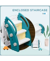 Streamdale Furniture 8 in 1 Toddler Slide for Kids Age 1-3 Years, Indoor Kids Slide Playset with Basketball Hoop, Climber, Telescope, Tunnel, Steering