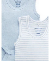 Purebaby Baby Boys Rib Bodysuit 2 pack