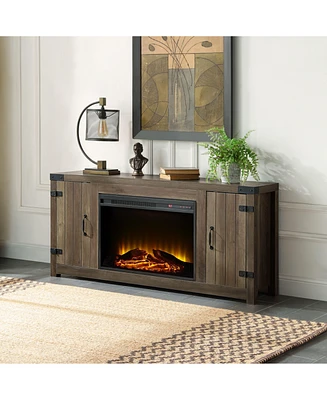 Streamdale Furniture Tobias Fireplace in Rustic Oak Finish