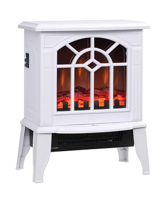 Streamdale Furniture Electric Fireplace Stove, 18" Freestanding Fireplace Heater with Realistic Flame, Overheating Protection, Portable, 750W/1500W, W