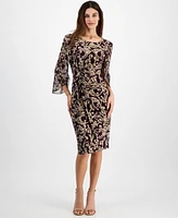 Connected Women's 3/4-Sleeve Printed Sheath Dress