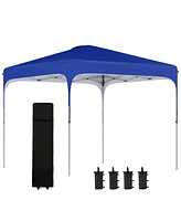 8' x 8' Pop Up Canopy Tent with Wheeled Carry Bag and 4 Sand Bags, Instant Sun Shelter, Tents for Parties, Height Adjustable, for Outdoor, Garden, Pat