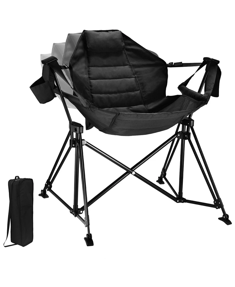 Hammock Camping Chair Folding 350 lbs Foldable Portable Rocking Chairs for Adults Outside Swinging Camp with Stand Lawn Garden Hanging Outdoor