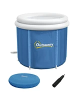 Ice Bath Tub, 79 Gallon Outdoor Portable Cold Plunge Tub with Thermo Lid, Cover and Carry Bag for Athletes Recovery and Cold Water Therapy, Dark Blue