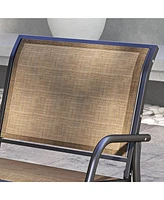 Porch Glider, Metal Frame Swing Glider Chair with Breathable Mesh Fabric, Curved Armrests and Steel Frame for Garden, Poolside, Backyard, Balcony, Lig
