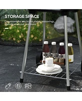 Portable Charcoal Grill with Bottom Shelf, Bbq Smoker with Wheels and Adjustable Vents on Lid for Picnic Camping Backyard Cooking, Black