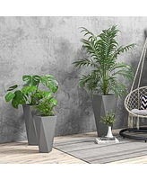 Streamdale Furniture Set of 3 Tall Planters, 28.75", 24.5", 20.5", MgO Indoor Outdoor Planters with Drainage Holes, Stackable Flower Pots for Garden,