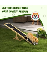 Wooden Dog Agility Seesaw for Training and Exercise, Platform Equipment Run Game Toy, Weather Resistant Pet Supplies, 71" L x 12" W x 12
