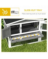 Rabbit Hutch 2-Story Bunny Cage Small Animal House with Slide Out Tray, Detachable Run, for Indoor Outdoor, 61.5" x 23" x 27