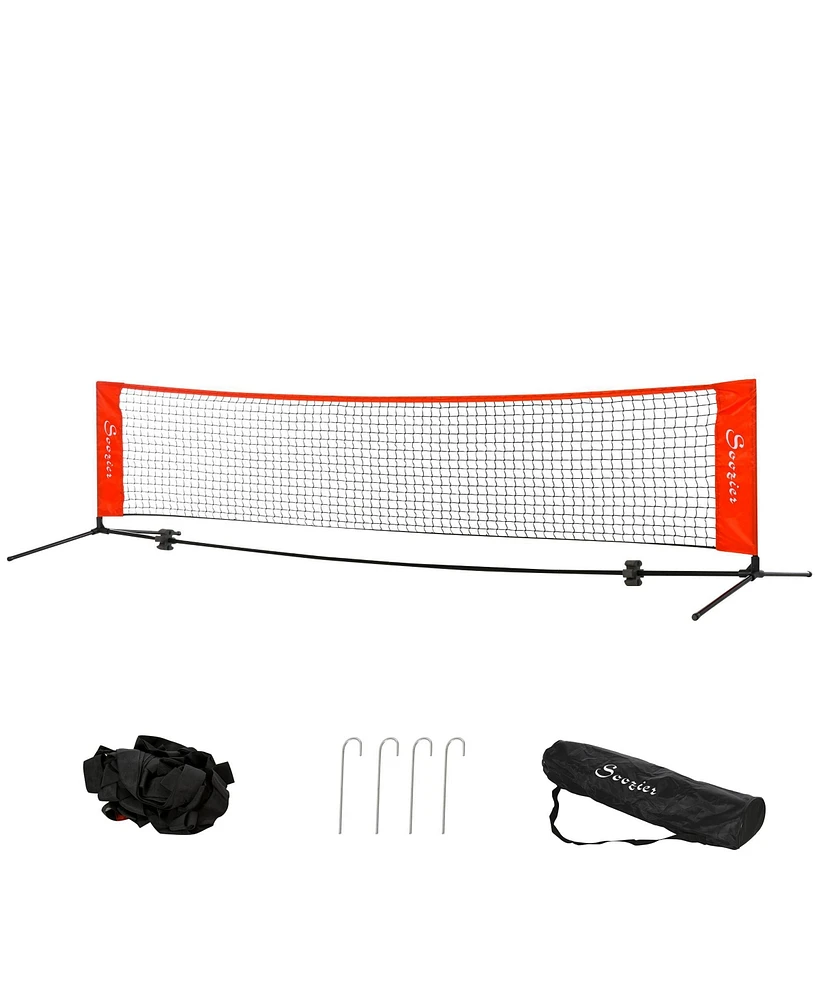 Streamdale Furniture 10ft Portable Soccer Tennis/Pickleball/Badminton/Mini Tennis Net w/ Sideline for Training with Included Storage Bag, Red