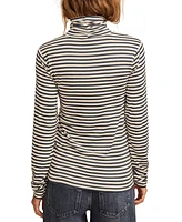 Lucky Brand Women's Metallic Striped Long-Sleeve Turtleneck Top