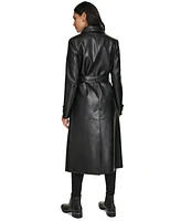 Calvin Klein Women's Belted Faux-Leather Trench Coat