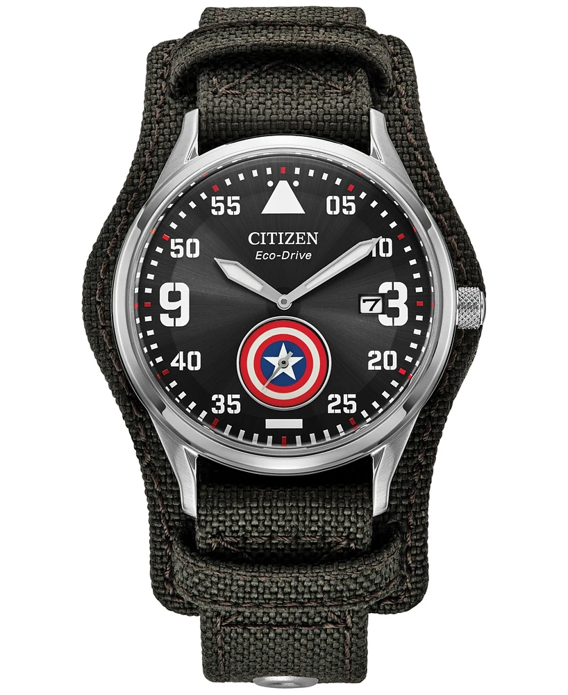 Citizen Eco-Drive Men's Marvel Captain America Forever Gray Fabric Strap Watch 40mm