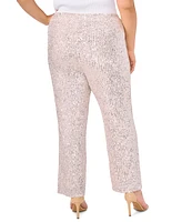 Msk Plus Sequined Mesh Pull-On Palazzo Pants