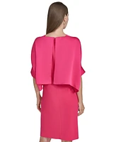 Halston Women's Square-Neck Overlay Sheath Dress