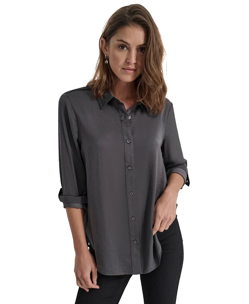 Dkny Jeans Women's Collared Long-Sleeve Blouse