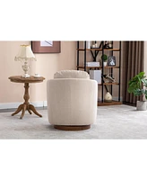 Slickblue Swivel Accent Chair with Solid Wood Round Brown Base for Elegant and Comfortable Seating