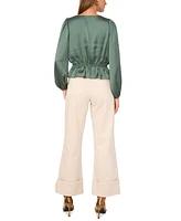 1.state Women's Drawstring-Waist V-Neck Top
