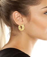 Steve Madden Gold-Tone Chubby Double Hoop Earrings