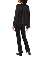 1.state Women's Wide Flutter-Sleeve Tie-Neck Top