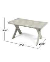 Streamdale Furniture Rustic Acacia Wood Outdoor Coffee Table With Sandblast Finish And Cross Base