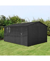 Simplie Fun Metal garden sheds 10ftx12ft outdoor storage sheds black with window