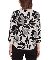 Alfred Dunner Petite Romancing The Stone Floral Jacquard Sweater