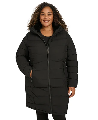 Calvin Klein Plus Hooded Zip-Front Puffer Coat