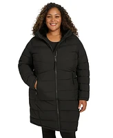 Calvin Klein Plus Hooded Zip-Front Puffer Coat