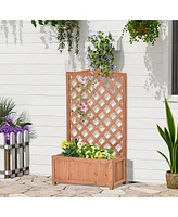 Wooden Raised Garden Bed with Trellis, 46" Planter Box, to Grow Vegetables, Herbs, and Flowers for Backyard, Patio, Brown