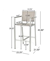 Streamdale Furniture 29.50" Barstools With Silver Rust-Proof Aluminum Frame, Grey Mesh, Set Of 2