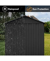 Simplie Fun Metal garden sheds 6ftx8ft outdoor storage sheds black with window