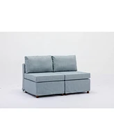 Simplie Fun 2 Seats Modern Fabric Linen Middle Module for Modular Sofa Sectional Sofa Couch Accent Armless Chair, Cushion Covers Removable and Washabl