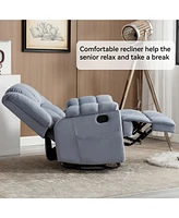 Manual Recliner Chair with Rocker and Swivel in Fabric for Living Room, Blue
