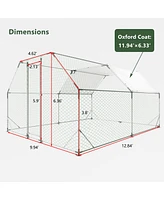 Simplie Fun 10 ft. x 13 ft. Galvanized Large Metal Walk in Chicken Coop Cage Farm Poultry Run Hutch Hen House